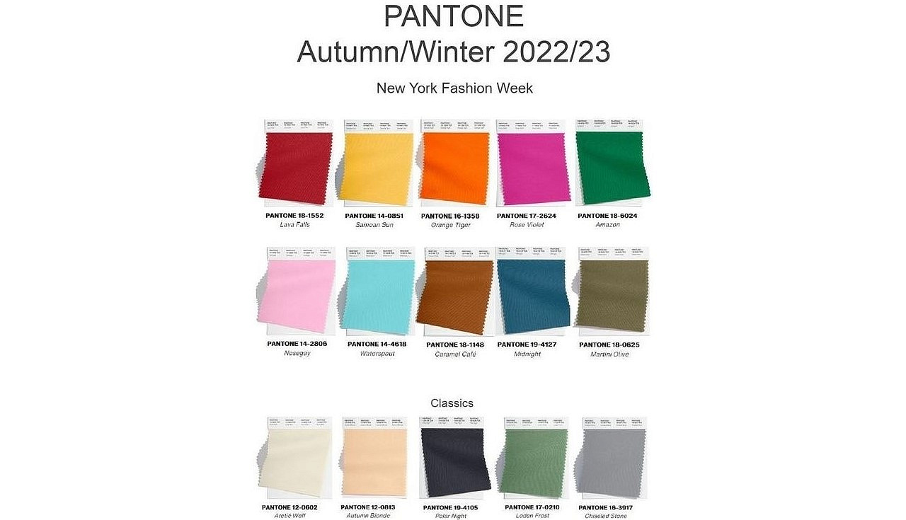 Палитра FW'2022-23. Источник фото: Pantone.