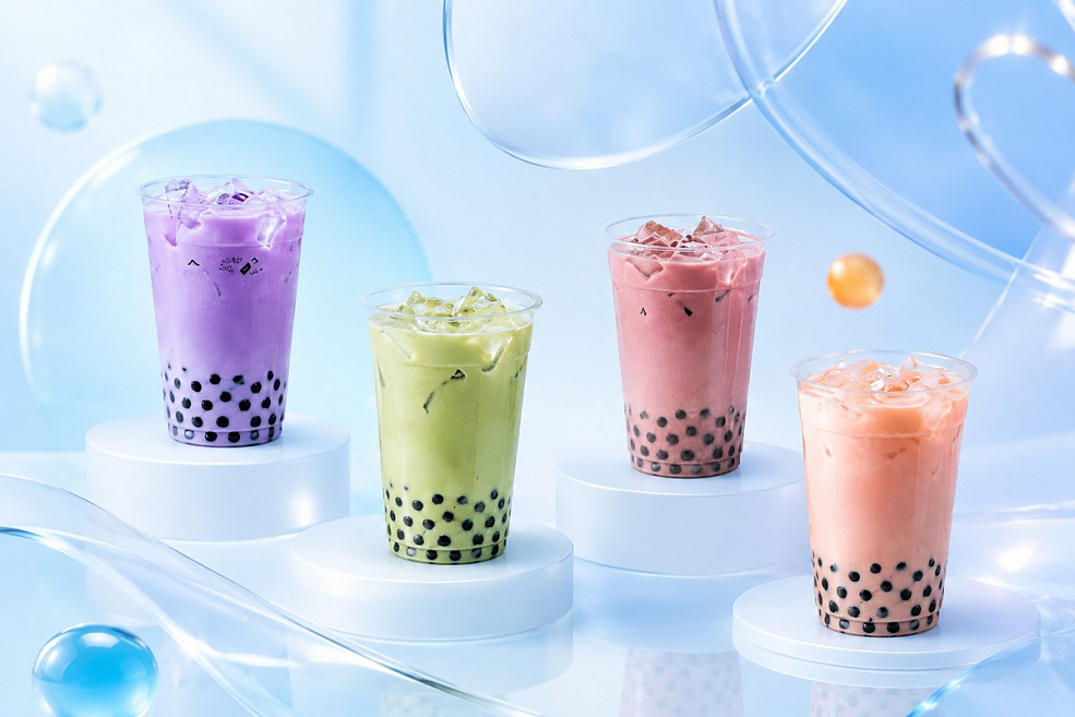 Варианты вкусов в Bubble-Tee: «Таро», «Матча», «Шоколад», «Капучино»