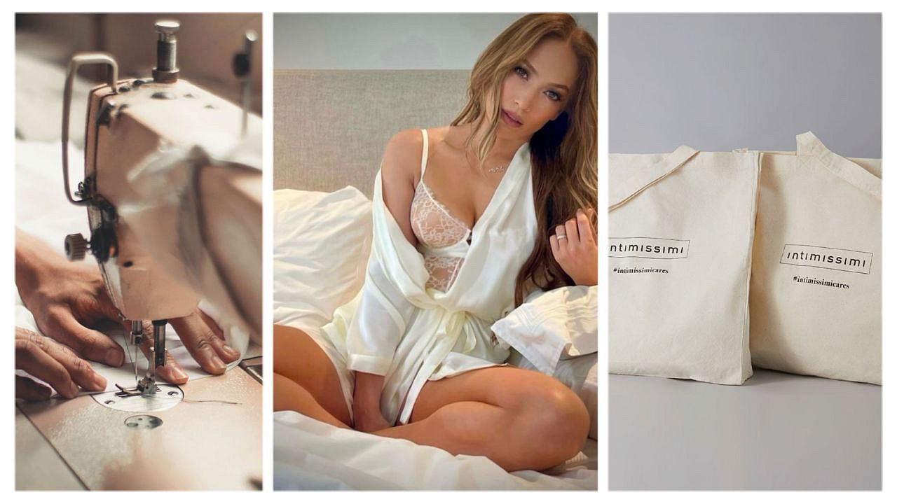 Часть коллекций Intimissimi шьётся из тканей с добавлением переработанного пластика и текстиля.